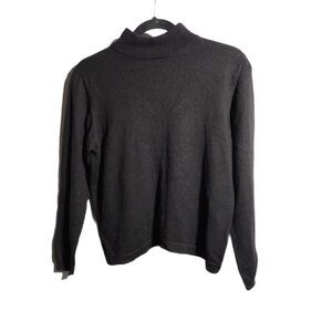 VTG‎ Sutton Studio Bloomingdales 100% Merino Wool Mock Neck Black Sweater Wmns L